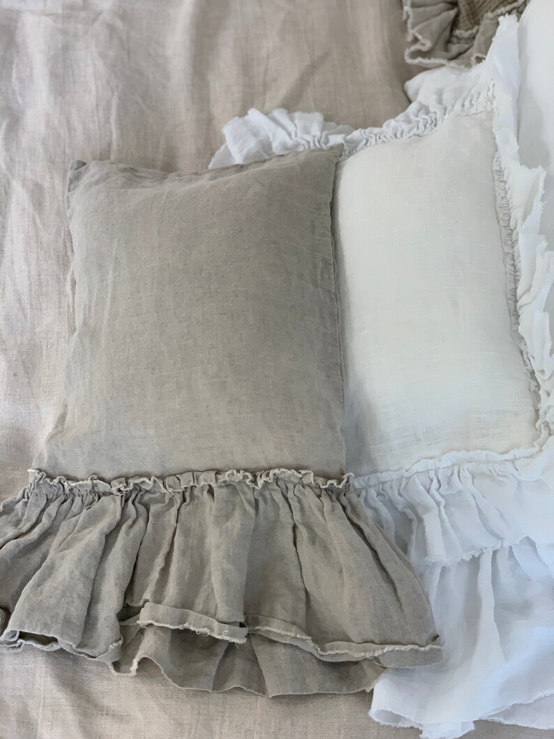 Ruffled Pillowcase Ruffled Pillow Shams Linen Bedding Etsy