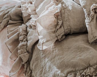 Fundas de almohada con volantes / Juego de DOS / Fundas de almohada con volantes / Ropa de cama Shabby Chic