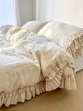 Linen Duvet Cover Set with Double Ruffles – Rustic Style in New Colors
