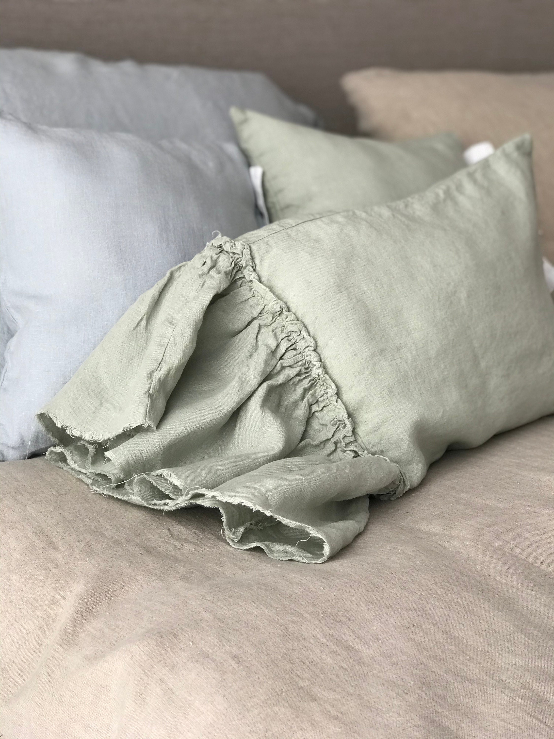 Ruffled Pillow Cases Farmhouse Linens Ruffled pillow Shams Etsy