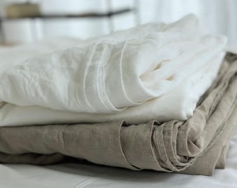 Sábana plana de lino europeo / Lavada a la piedra, ropa de cama estilo shabby chic
