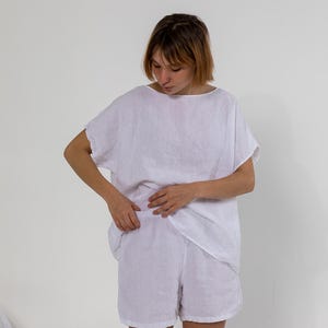 Linen pajama  JENNY  / Linen Top and linen shorts / Pajama Set / Pajamas Bridesmaid