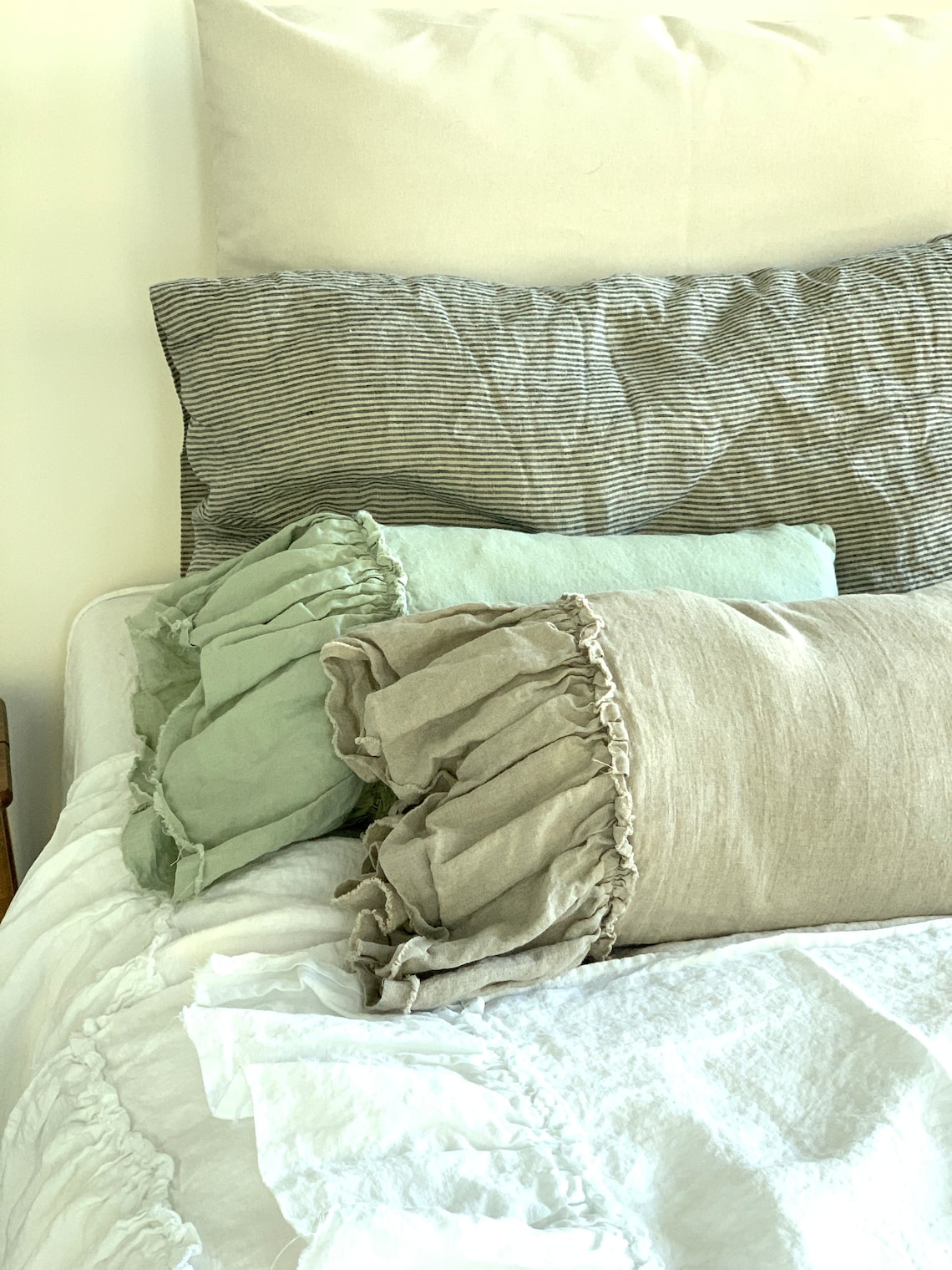 Ruffled Pillow Cases Farmhouse Linens Ruffled pillow Shams Etsy