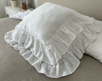 Funda de almohada con volantes / Fundas de almohada con volantes / Ropa de cama estilo shabby chic