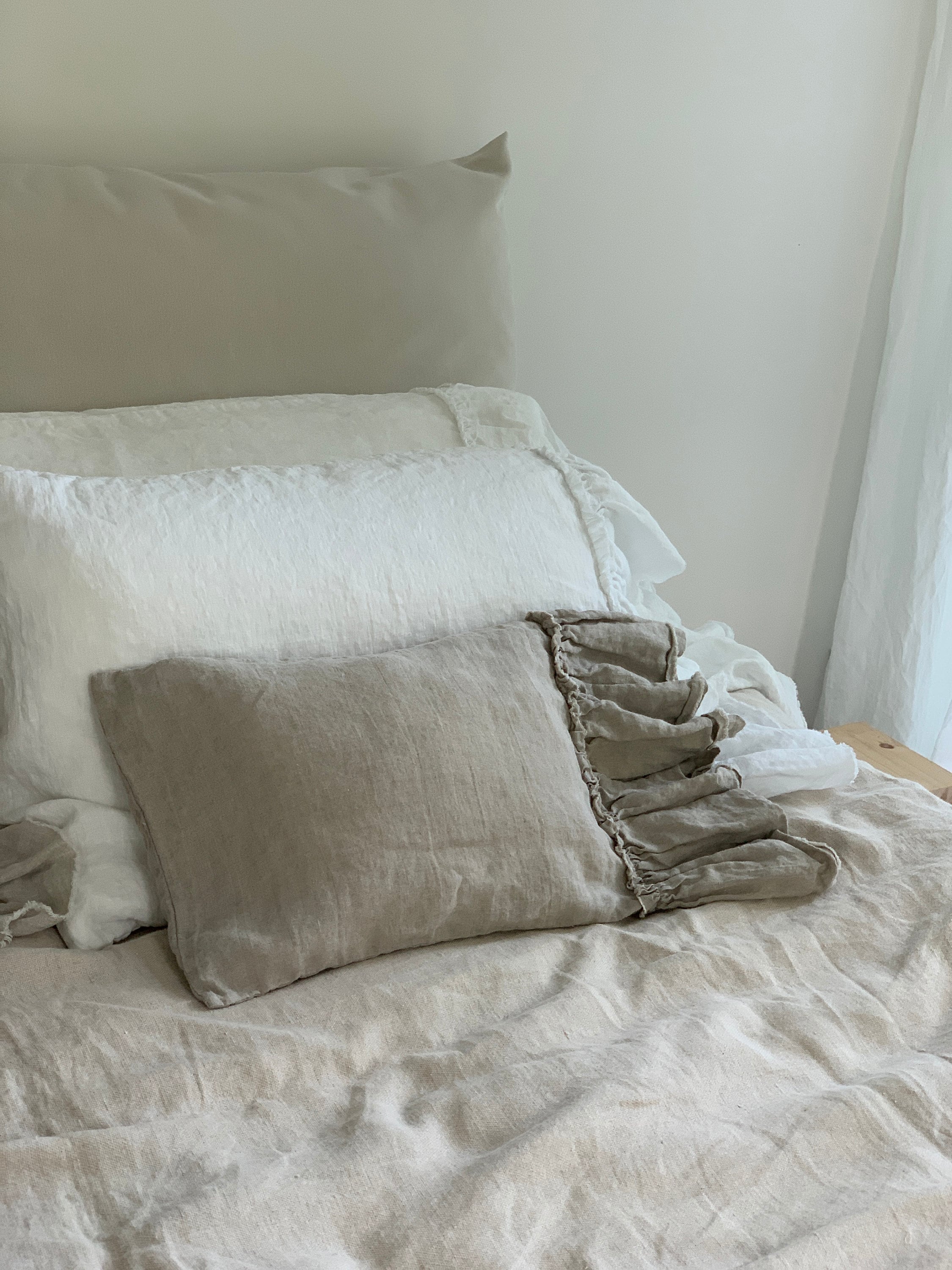 Ruffled Pillowcase Ruffled Pillow Shams Linen Bedding Etsy