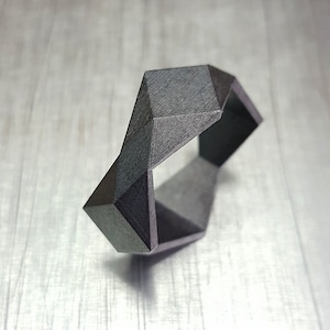 Stealth Ring, F117 Nighthawk Air forces Military band, Dark Gray oxidized silver ring, Faceted Angle Surfaces band, Cyber Space Force ring