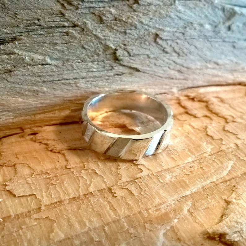 Gun & Bullet wedding rings set Traditional Rifling Silver image 3