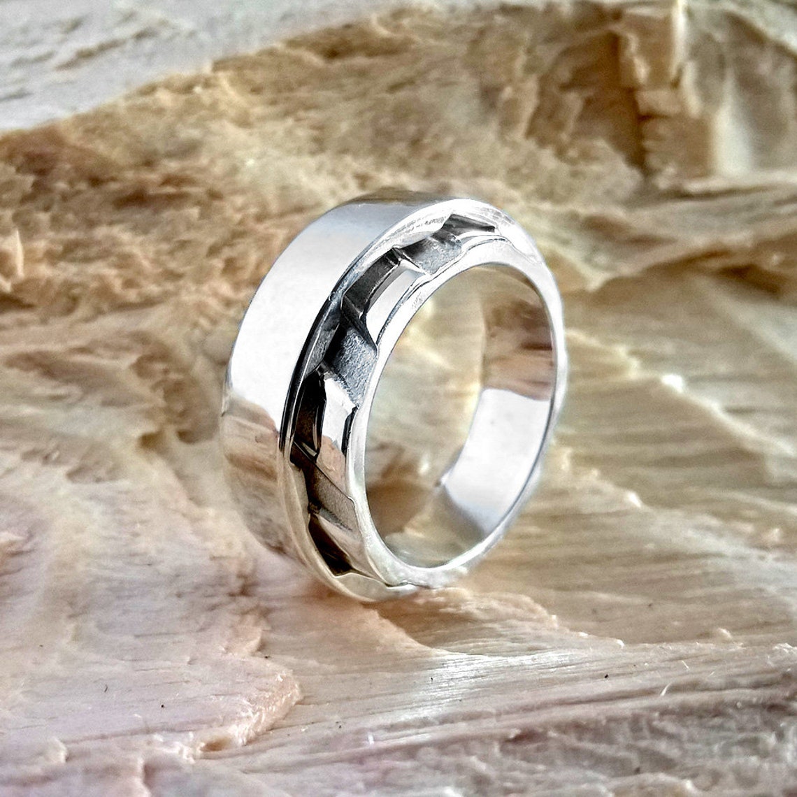 Gun & Bullet wedding rings set Traditional Rifling Silver Etsy