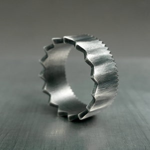 F-35 Fighter Nozzle Silver Ring, Air forces Crown band, Serrated Military ring, Stealth Aircraft band, Cyber Space Force ring, Airborne ring