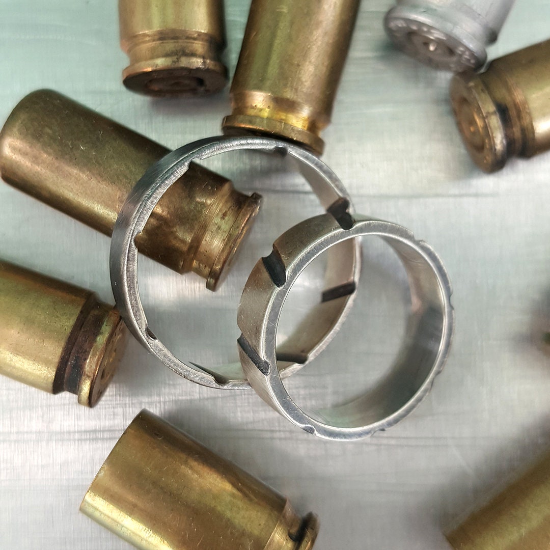 Gun & Bullet Rings Groove Rifling Oxidized Silver Bands Etsy UK