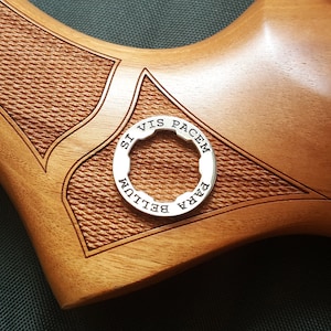 Moneda de plata de cañón de pistola "Si vis pacem para bellum" - Ficha de estriado tradicional, etiqueta de regalo de amigos, etiqueta militar única, moneda de la suerte del desafío