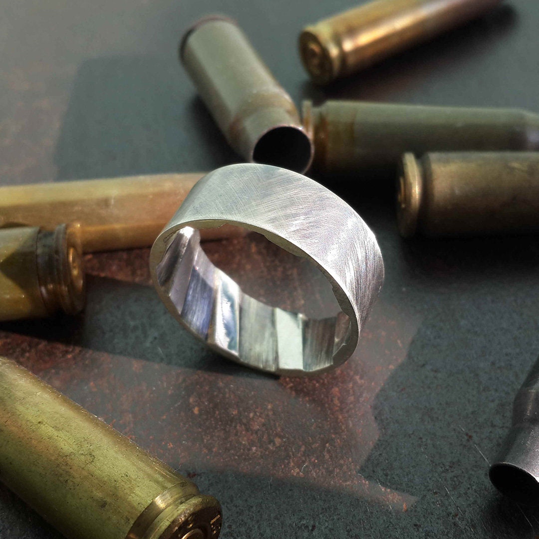 Gun Rings Ripley's Gun Barrel Ring 9mm - Traditional Rifling, Unique Mans Silver Band ...