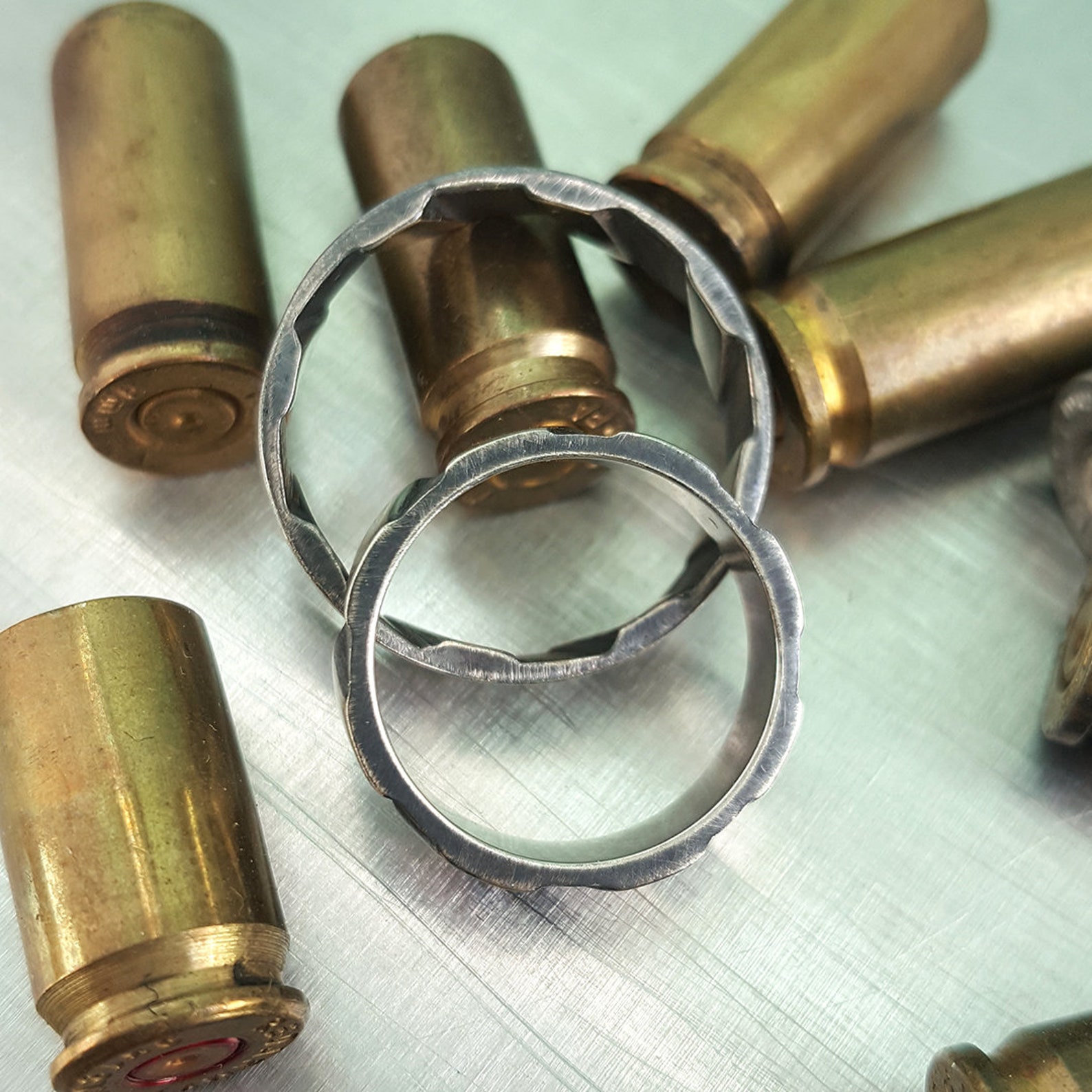 Gun & Bullet rings Traditional Rifling oxidized silver Etsy