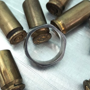 Bullet Ring Polygonal Gun Barrel Rifling oxidized silver image 3