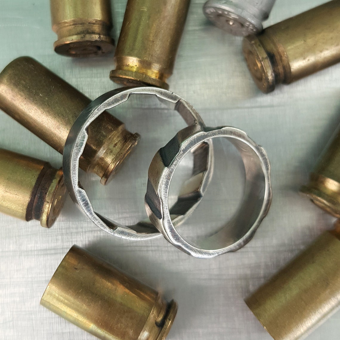 Gun & Bullet rings Traditional Rifling oxidized silver Etsy