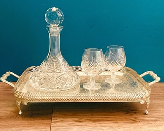 Silver gilt footed vintage cocktail tray