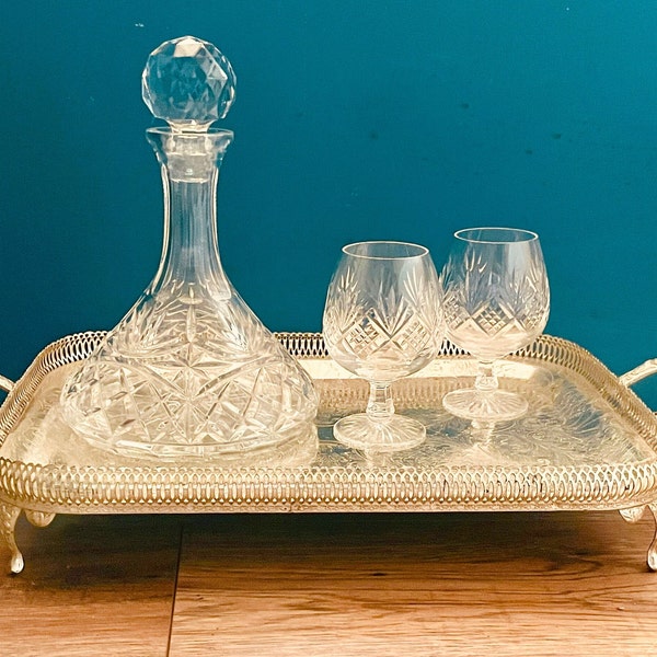 Silver gilt footed vintage cocktail tray