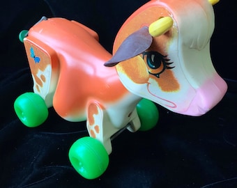 Vintage 1970s Fischer Price Molly Moo Cow Pull Toy