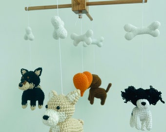 Crochet|Baby mobile| Crochet Puppy Baby Mobile | Unique gift for him|Nursery Mobile