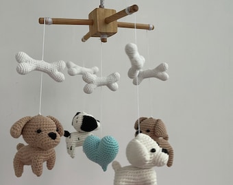 Dog baby mobile, Baby Mobile Labrador Puppy Gnag Crochet, Nursery decoration, Dog crochet mobile, Baby Shower Gift, Labrador baby mobile,