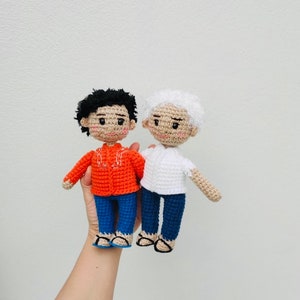 Gehäkelte Paar Porträt Puppe -- Personalisierte Paar Porträt - Einzigartiges Geschenk für Papa, Mann, Opa - Geschenk zum Vatertag