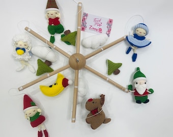 Portable Baby Crochet Christmas Ornaments: Elves, Angels, Santa Claus, Snowflakes, Reindeer and Moon, Christmas Toys, Gifts for Her
