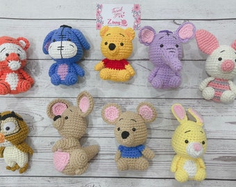 Winnie the Pooh and Friends is 100% handmade with Pendant Wool Doll,Pooh, Piglet,Tigger,Eeyore,Rabbit,Roo,Lumpy,Kanga and a small gift