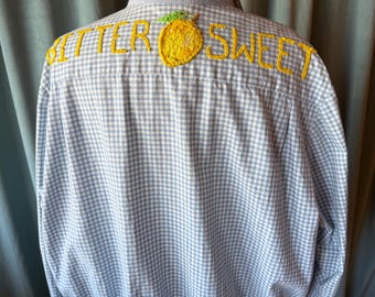 Vintage Gingham Alfred Dunner Spring Jacket with Hand Embroidery Added to make it One of A Kind