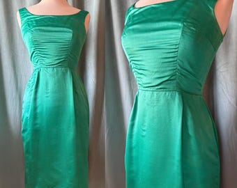 1960’s Green Satin JC Penny Cocktail Dress