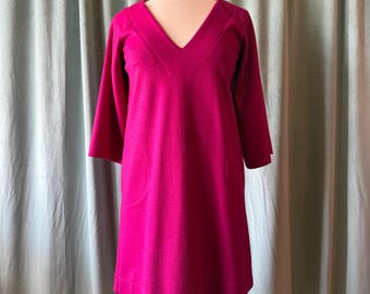 Vintage Diane vonFurstenberg Magenta Wool Blend Mini Shift Dress