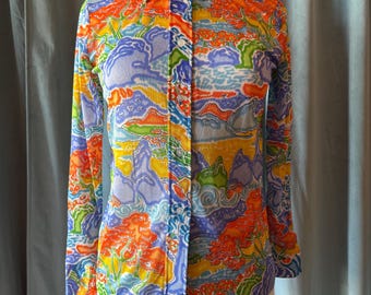 1970’s Colorful Mountain and Sky Scene Shirt