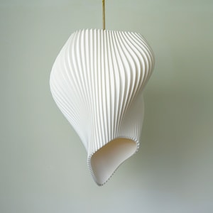 White Wave Pendant Light – Sculptural Designer Ceiling Light, Bespoke Contemporary Statement Lighting W38cmxH50cm