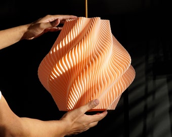 Muted Pink Spiral Wave Lampshade Sculptural Light- 30cmx30cm