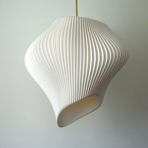 White wave lampshade pendant light in sugarcane finish 30cm x 30cm image 3