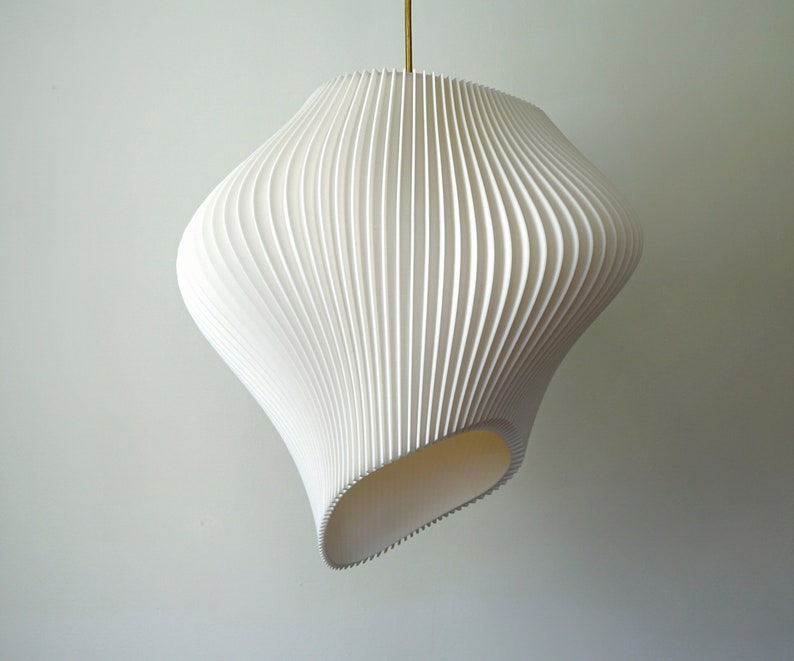 White wave lampshade pendant light in sugarcane finish 30cm x 30cm image 3