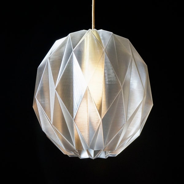 Origami Lilien-Lampenschirm | Transparente Pendelleuchte | Moderne Lampe | Origami Lampe | Geometrische Lampenschirm | Hergestellt aus Zuckerrohr | H30cmxB30cm