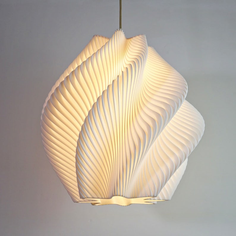 Large Spiral White Wave Lampshade Modern Light image 2