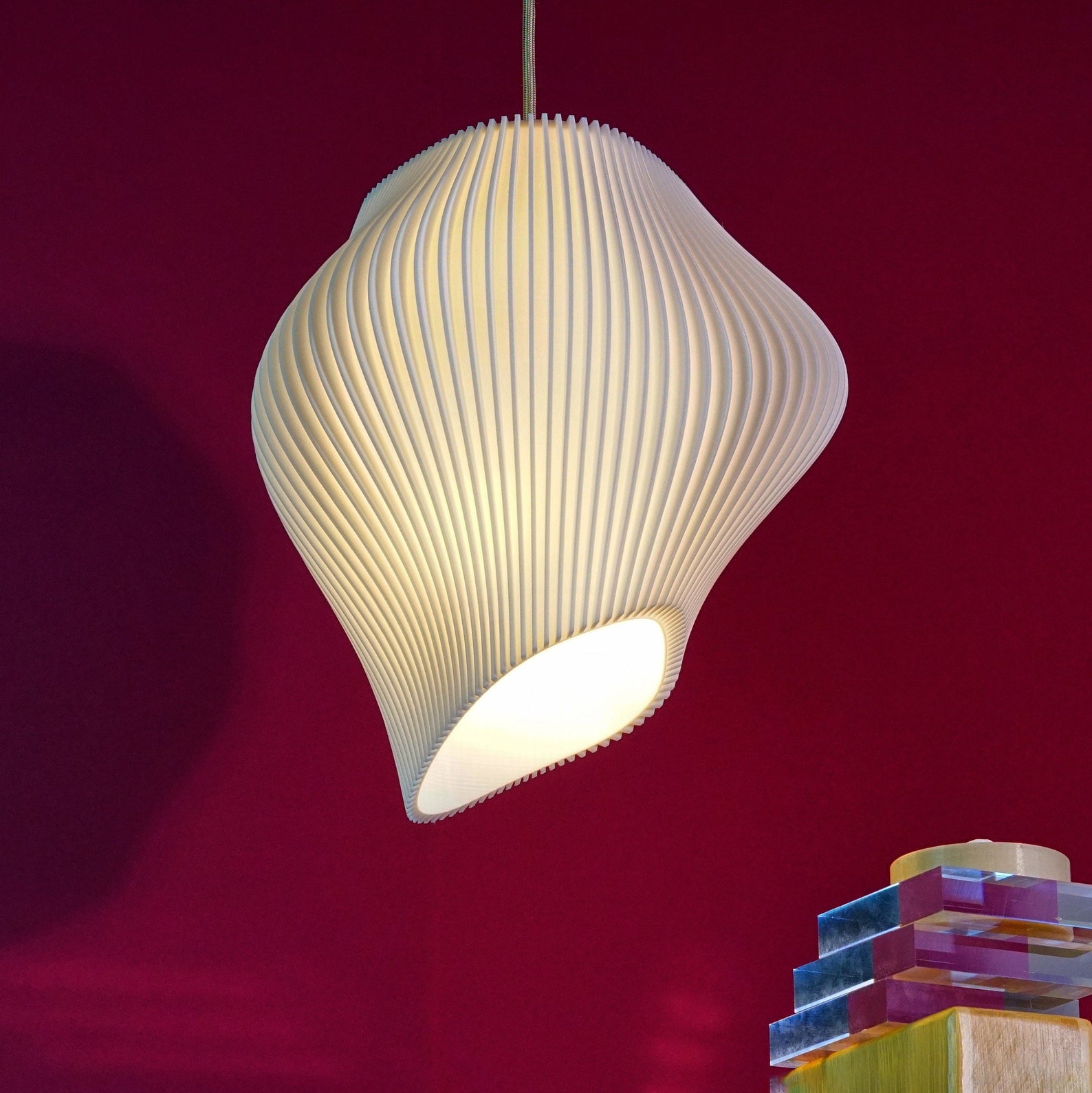 White Wave Lampshade Modern Pendant Light - Etsy