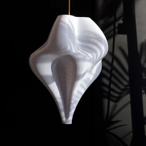Large Flo Lampshade Pendant Light H50cm x W38cm in Speckled White Style Marble