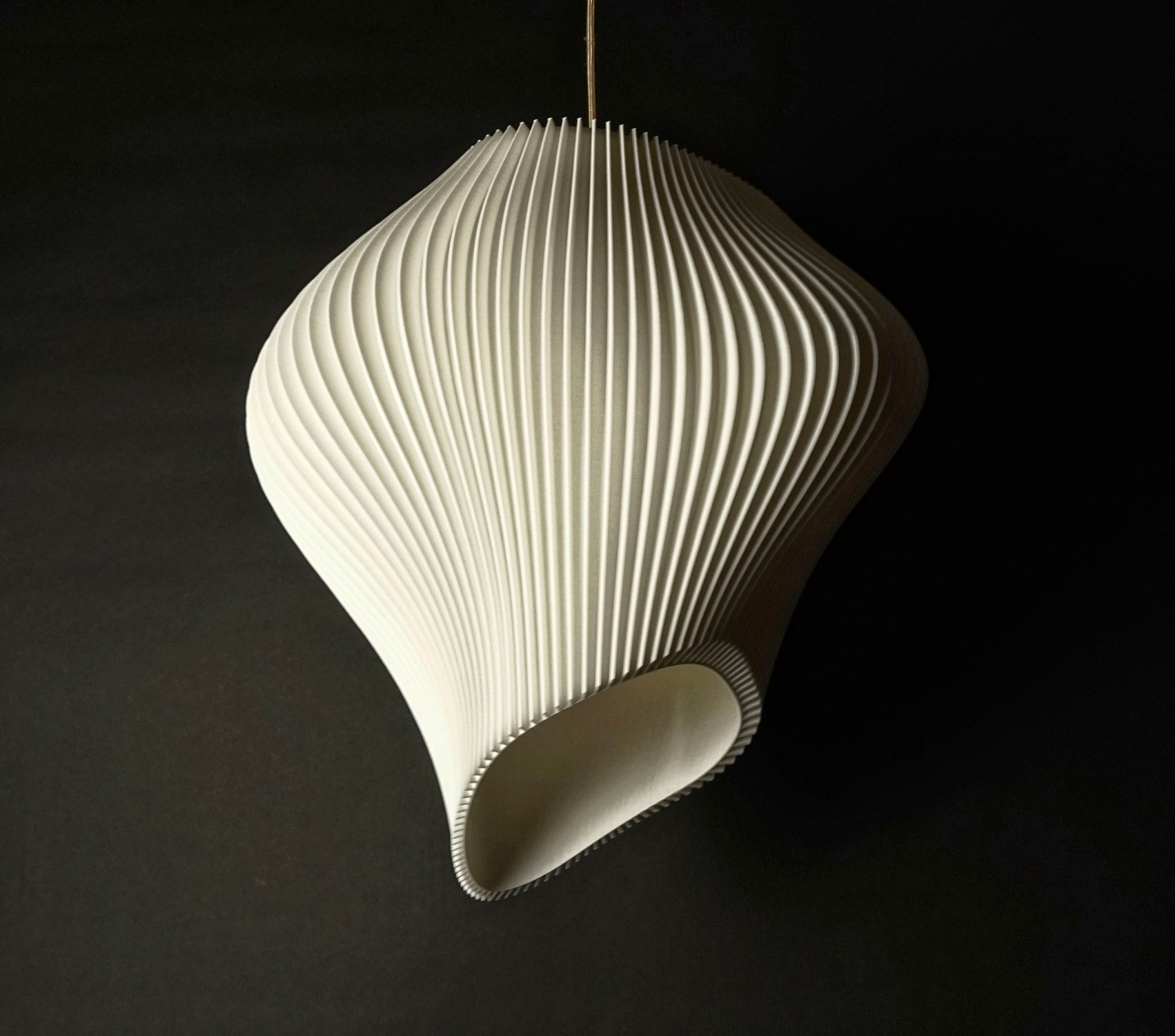 Abat-Jour White Wave - Suspension Contemporain Moderne Art Déco- Sculpture W30cm X H30cm