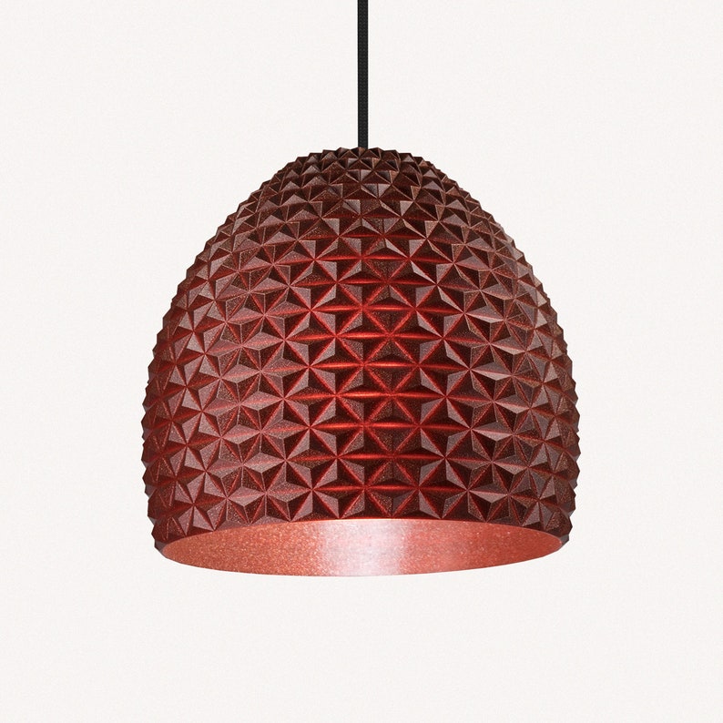 Geometric modern lamp shade, Hanging pendant lamp, Red lamp shade, Industrial Lighting, Scandinavian style pendant light, Nordic Lamp. image 1