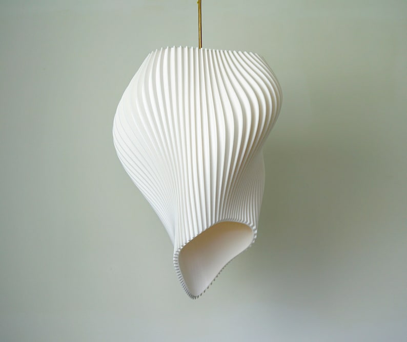 White Wave Lampshade Contemporary Sculpture Light image 1