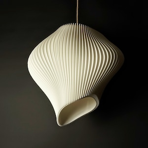 White wave lampshade pendant light in sugarcane finish 30cm x 30cm image 2