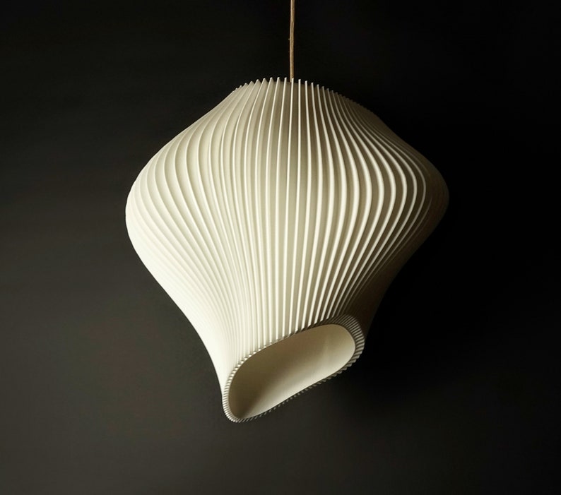 White wave lampshade pendant light in sugarcane finish 30cm x 30cm image 2