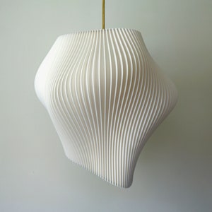 White wave lampshade pendant light in sugarcane finish 30cm x 30cm image 5