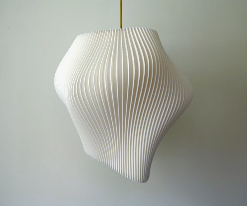 White wave lampshade pendant light in sugarcane finish 30cm x 30cm image 5