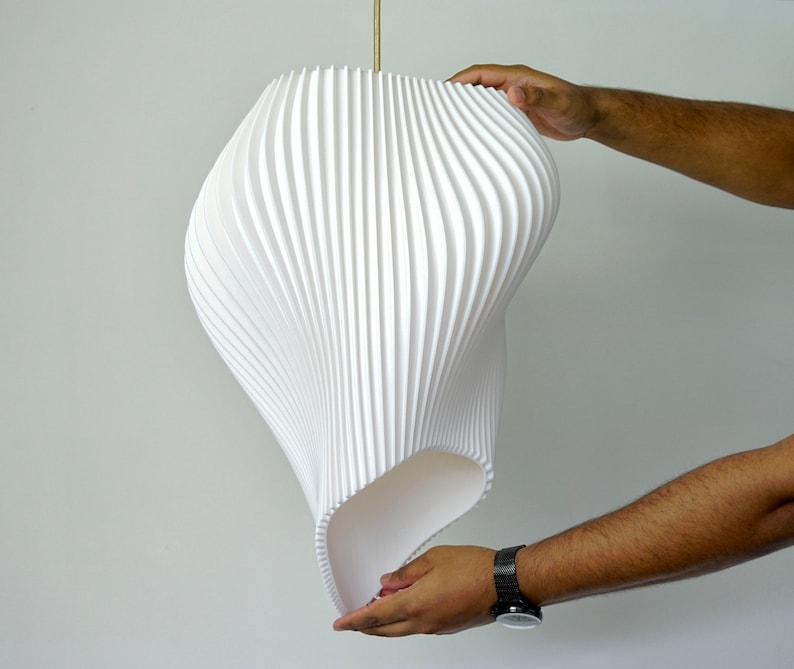 White Wave Lampshade Contemporary Sculpture Light image 7