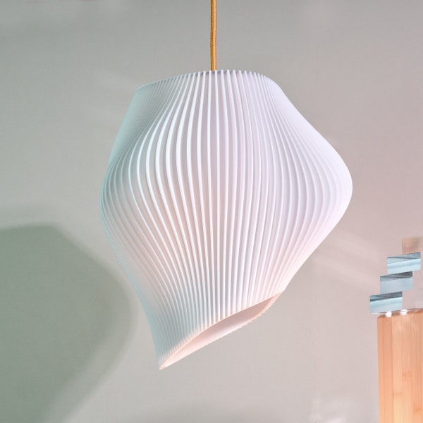 White Wave Lampshade Modern Pendant Light