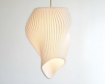 Wave Pendant Light: White Sculptural Statement Ceiling Lamp, 50cm