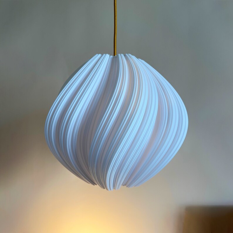 White Seashell Lampshade Pendant Light Contemporary Lamp Modern Lamp Art Deco Lamp Sculpture Mid Century Modern W35cm x H35cm image 3